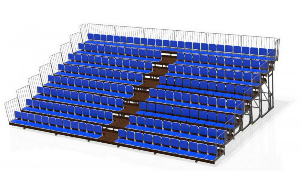 Трибуна восьмирядная 186 места телескопическая сиденье складное мягкое ФСИ 9124 600_380