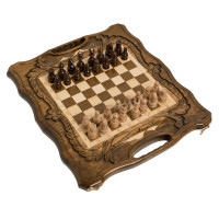 Шахматы + нарды резные Haleyan c Араратом 40 с ручкой kh116
