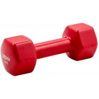 Гантель в виниловой оболочке 4 кг Profi-Fit форма шестигранник, красный