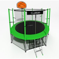 Батут i-Jump Classic Basket 16FT 488 см с нижней сетью и лестницей зеленый