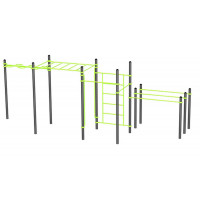 Воркаут (рукоход змеевик и клас., швед стенка, 2 перекладины, брусья двойные) Zavodsporta W229