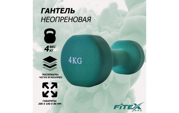 Гантель в неопреновой оболочке 4кг Fitex Pro FTX-2015-4kg 600_380