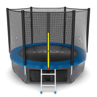 Батут с внешней сеткой и лестницей EVO Jump External 8ft+ нижняя сеть, синий