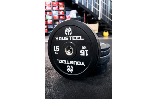 Диск EVO BUMPER PLATE 15кг YouSteel черный 600_380