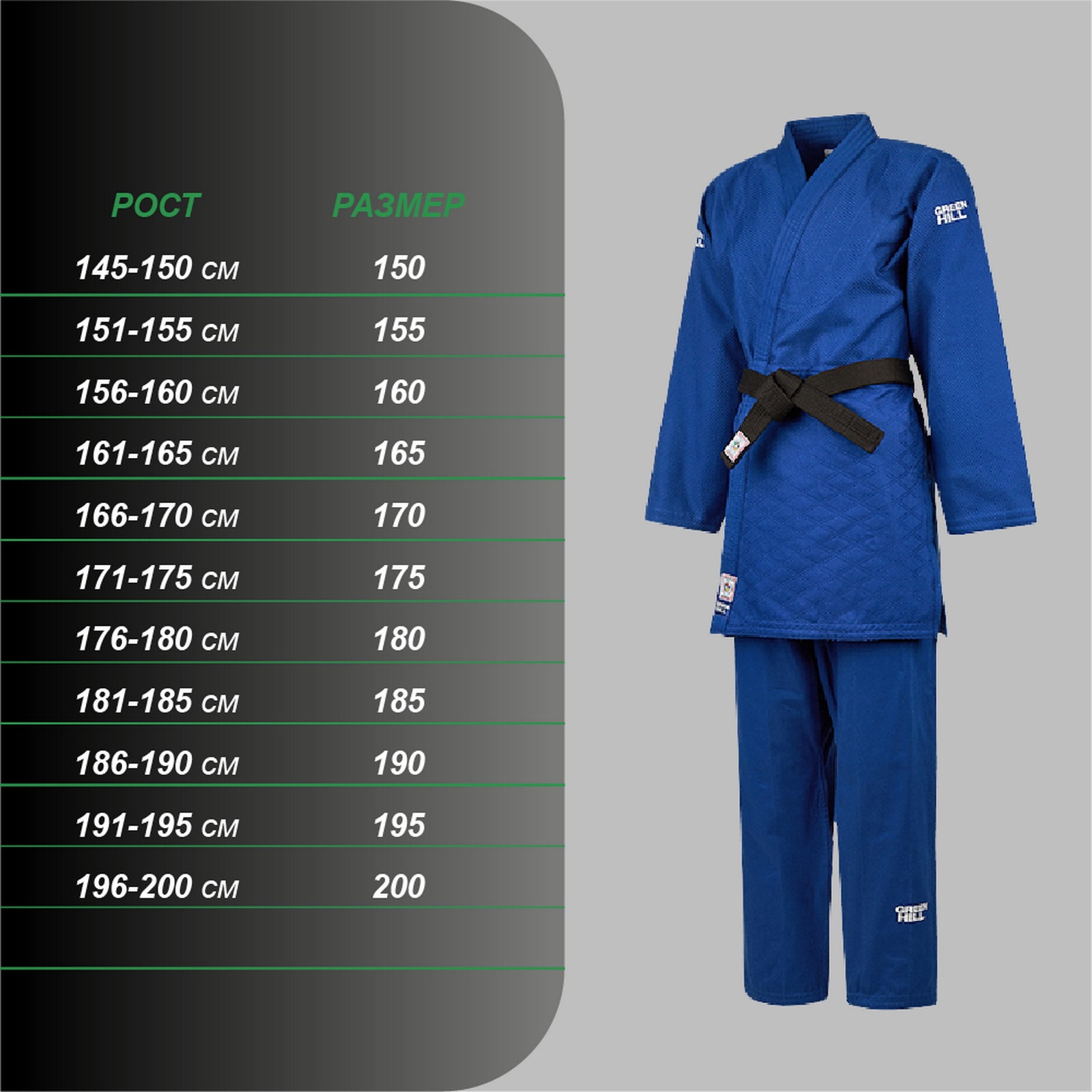 Кимоно Дзюдо Green Hill SUPER одобрено IJF, 2024 JSS-10212EU7 синий 1600_1600