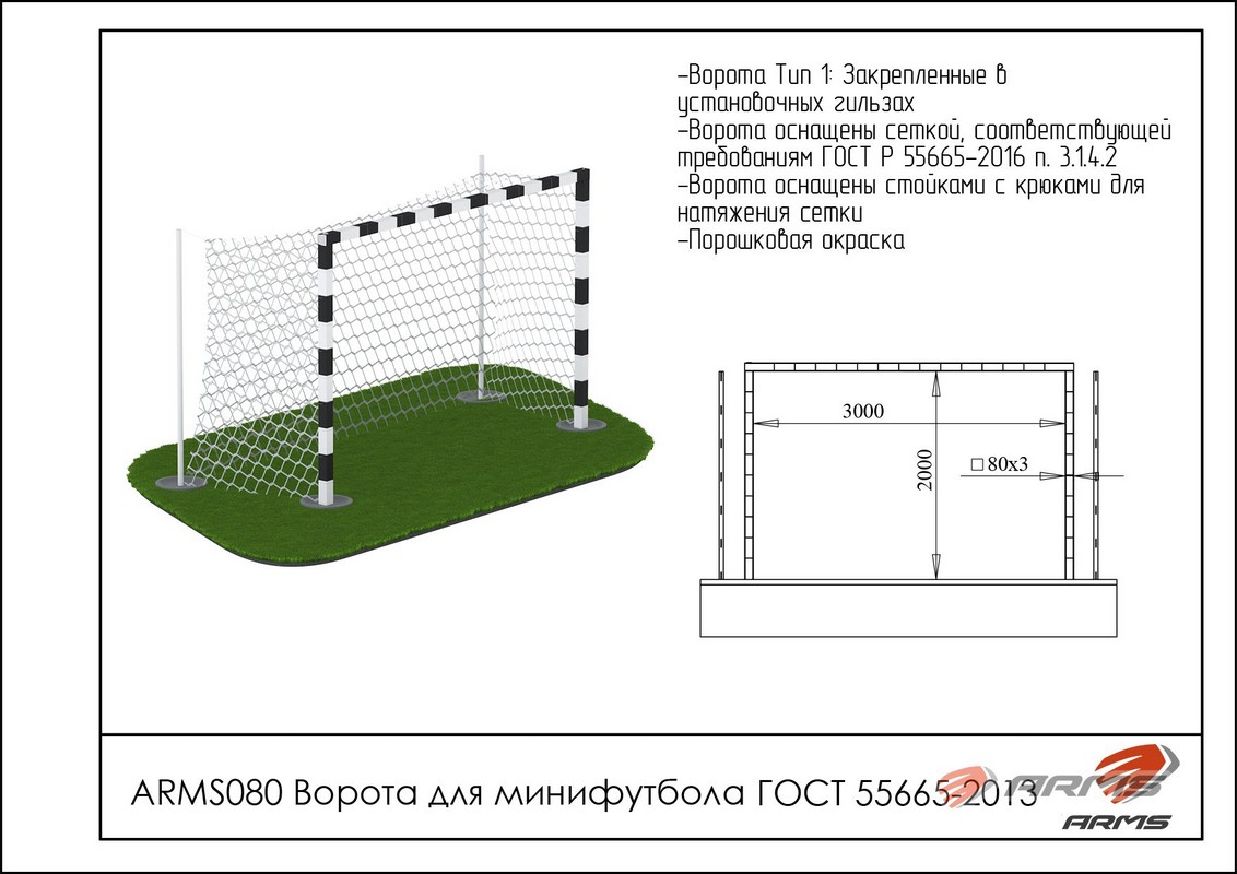 Ворота для минифутбола ARMS ARMS080 1132_800