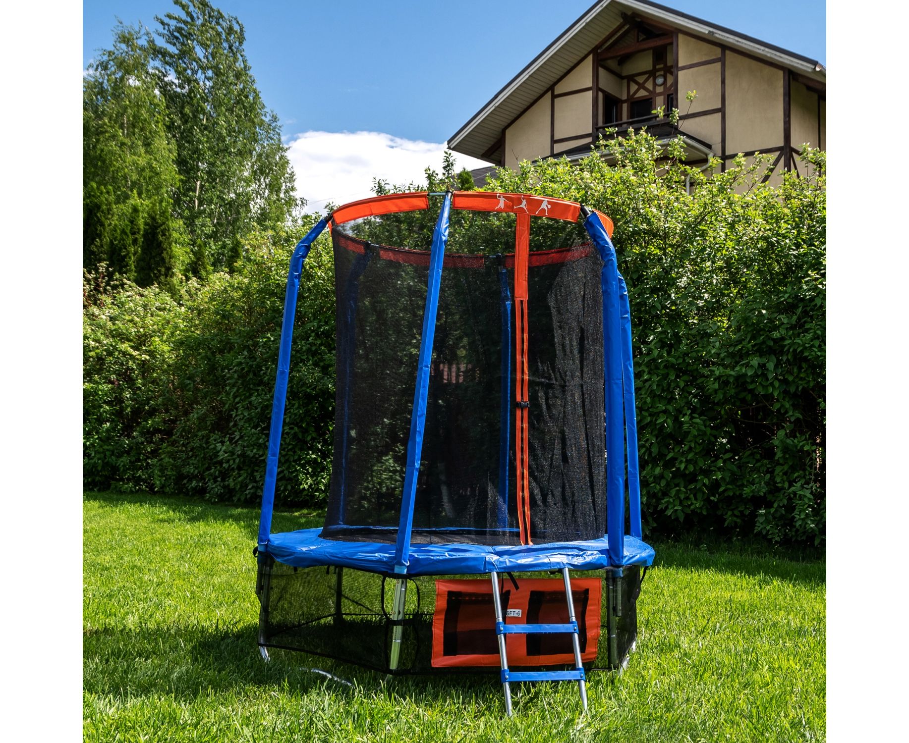 Батут DFC Jump Basket 8ft внутр.сетка, лестница (244cм) 8FT-JBSK-B 1834_1500