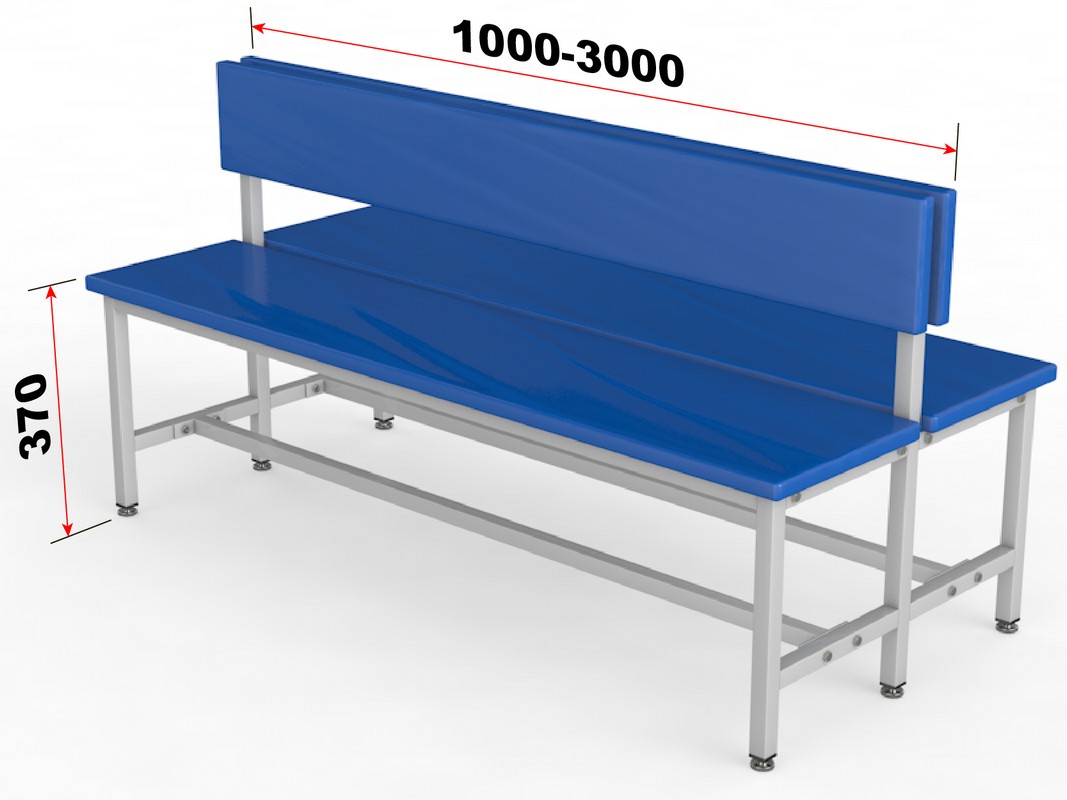 Скамейка для раздевалки со спинкой, двухсторонняя, мягкая, 100см Glav 10.4000-1000 1067_800