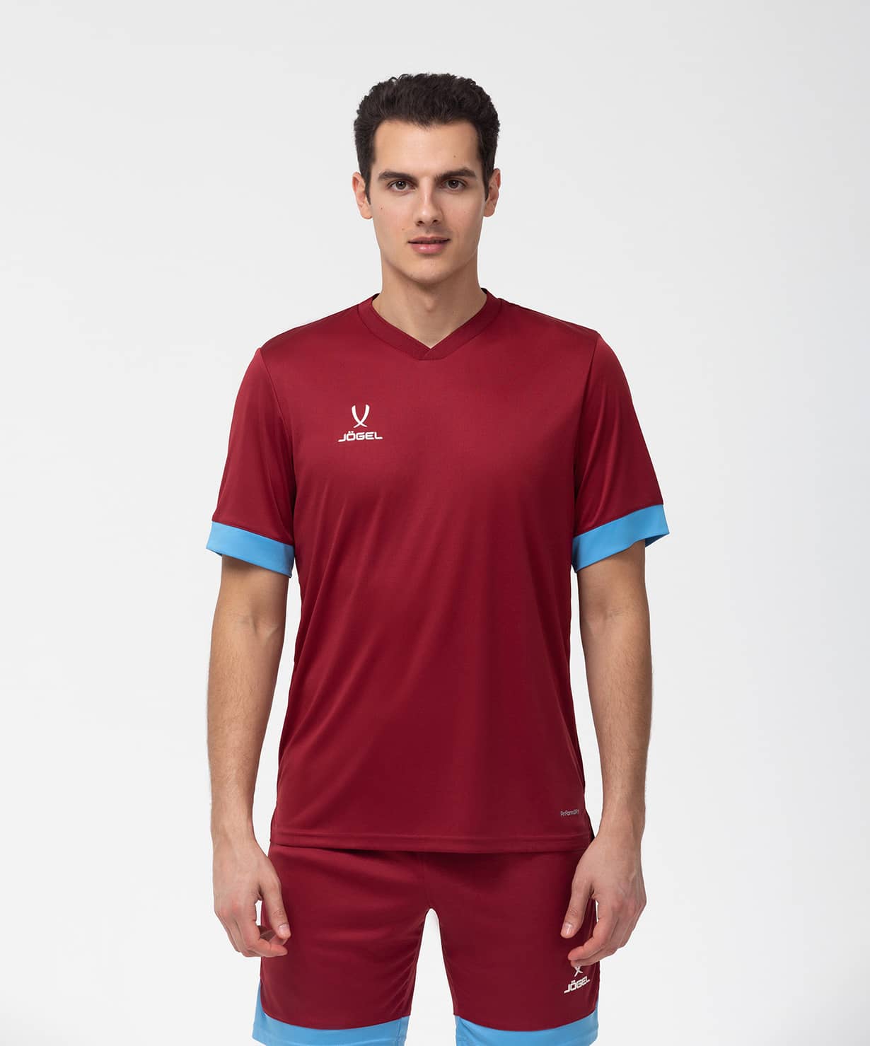 Футболка игровая Jogel DIVISION PerFormDRY Union Jersey, гранатовый/голубой/белый 1230_1479