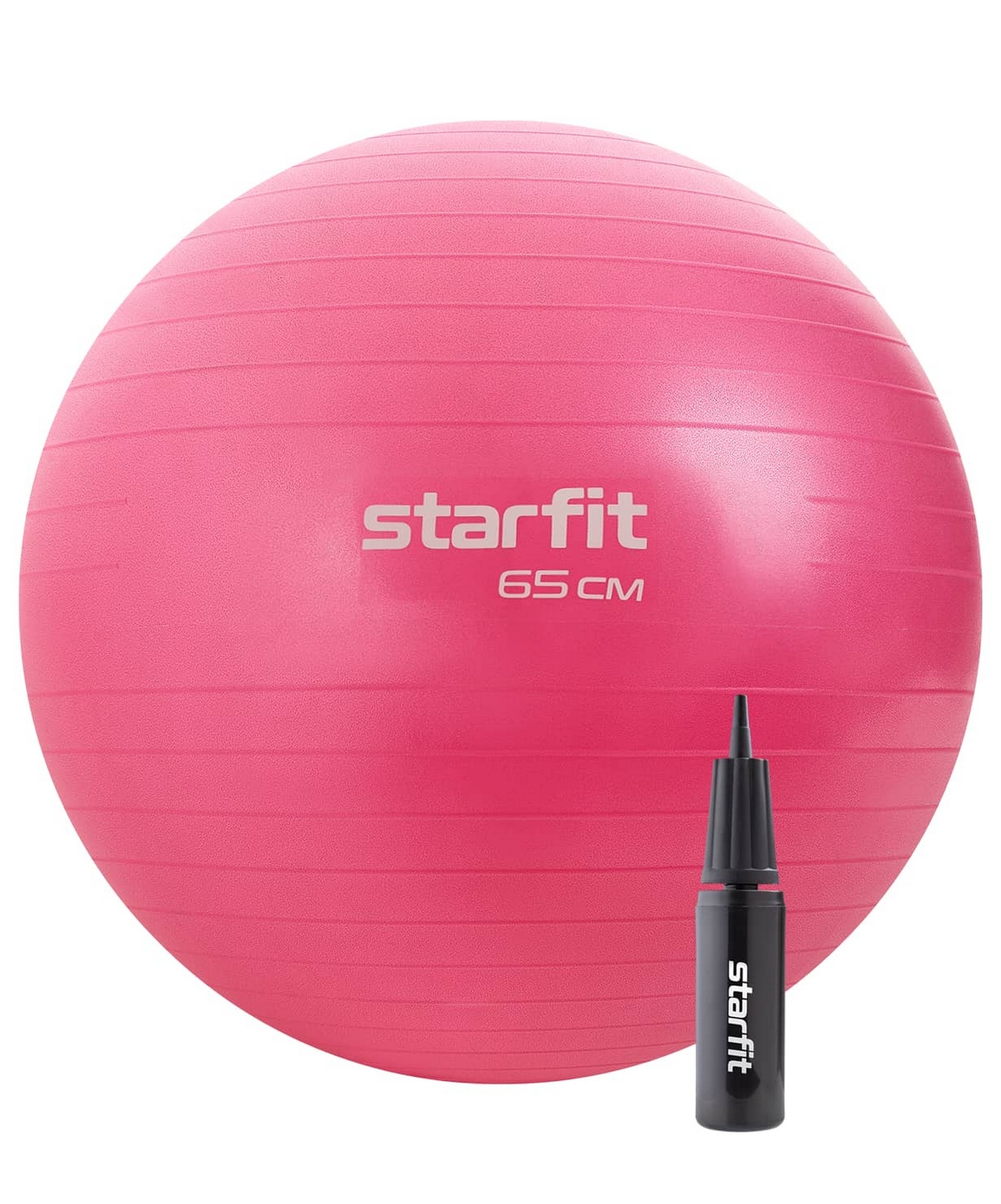 Фитбол d65см Star Fit антивзрыв, 1000 гр, с ручным насосом GB-109 розовый 1663_2000