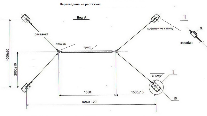 Турник на растяжках из цепей или троса Hercules 3262 800_448