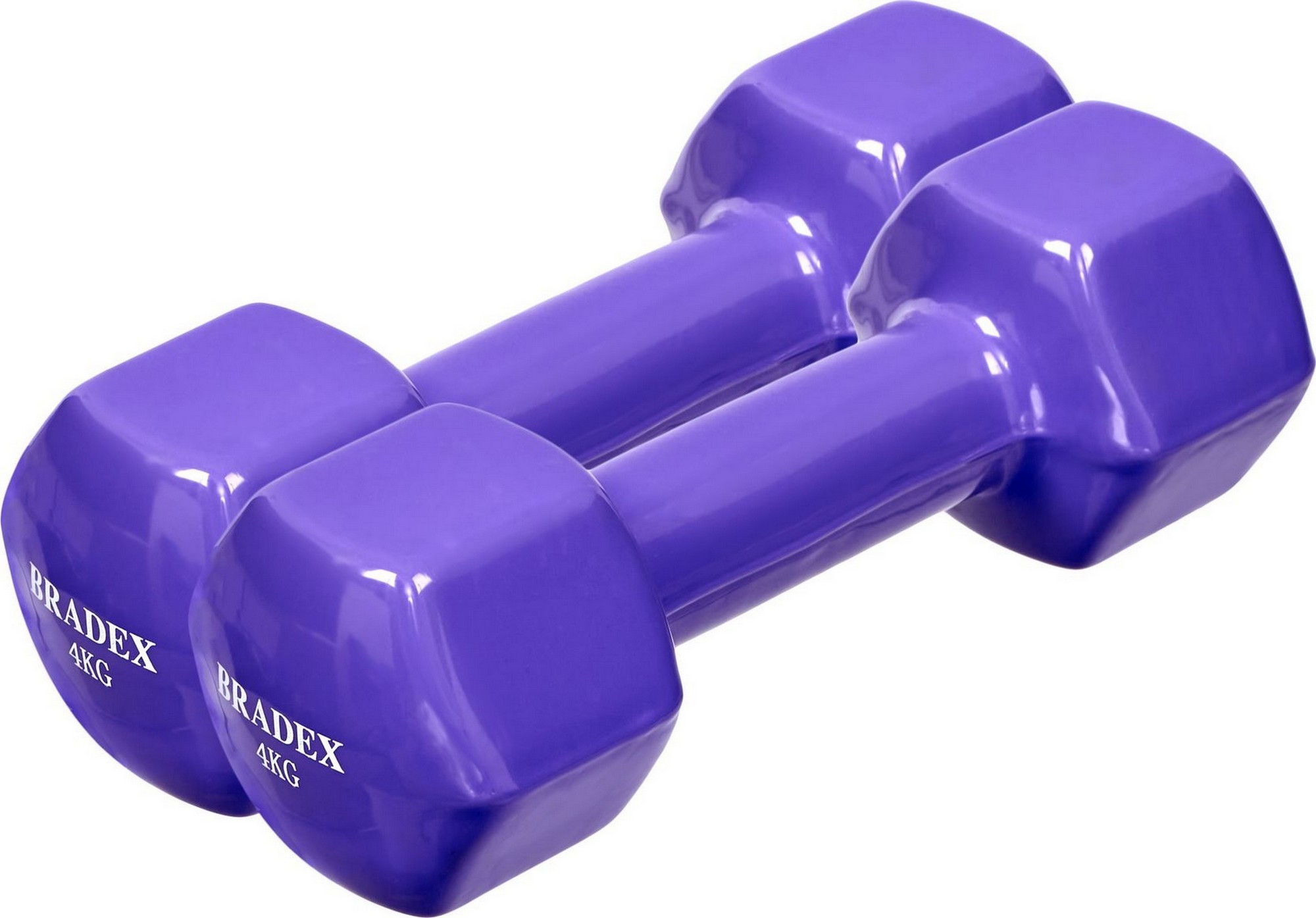 Набор гантелей обрезиненных 2x4 кг Bradex SF 1018 фиолетовый 2000_1395