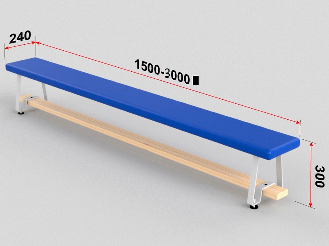 Скамейка гимнастическая полумягкая, ножка - металл Glav 04.303.1-1500 Длина 150см 1067_800